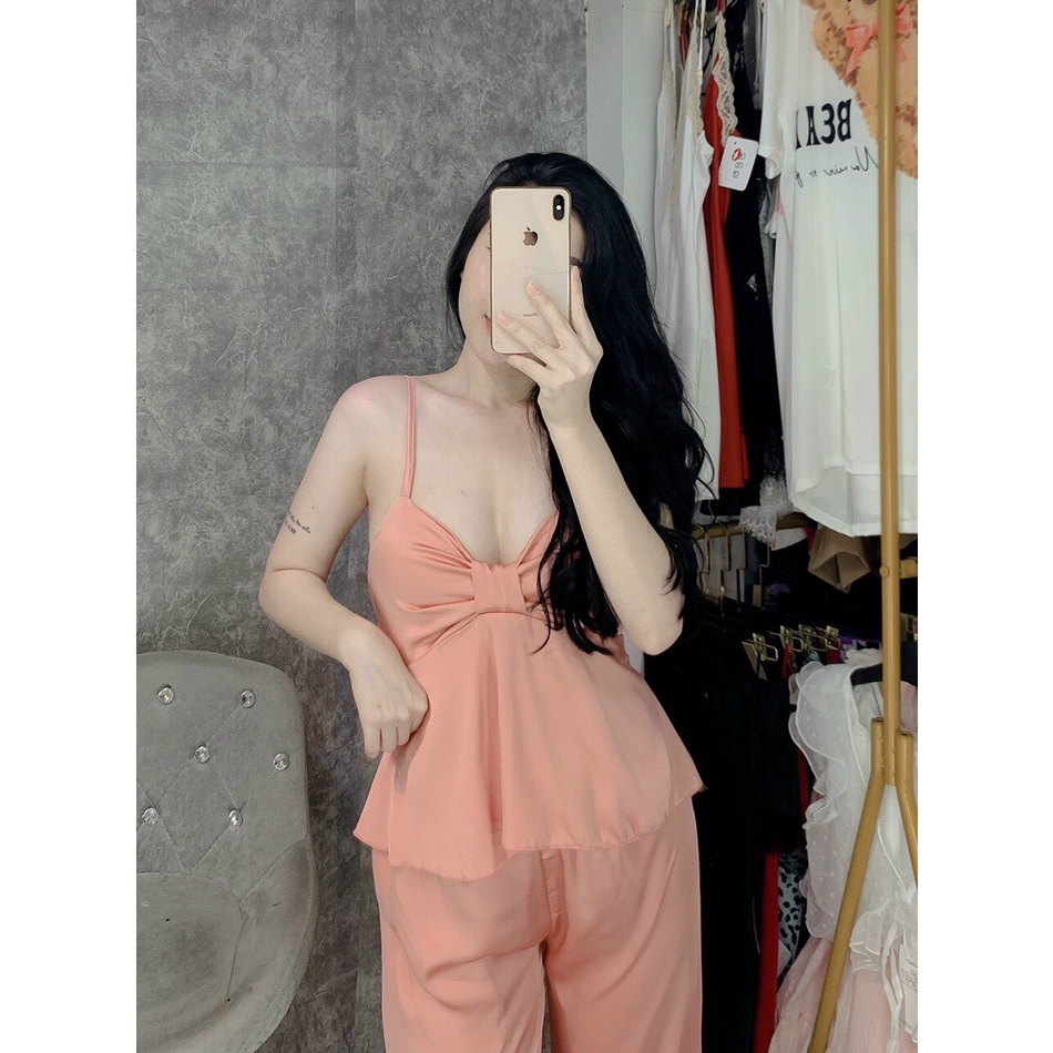 🌸 Đồ mặc nhà sexy 🌸 Quần dài áo nhún nơ giá rẻ | BigBuy360 - bigbuy360.vn