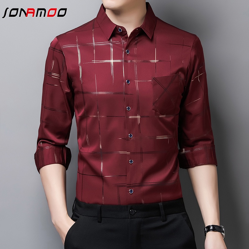 Áo Sơ Mi Tay Dài Kẻ Sọc Vuông 5 Màu Sắc Thời Trang Cho Nam