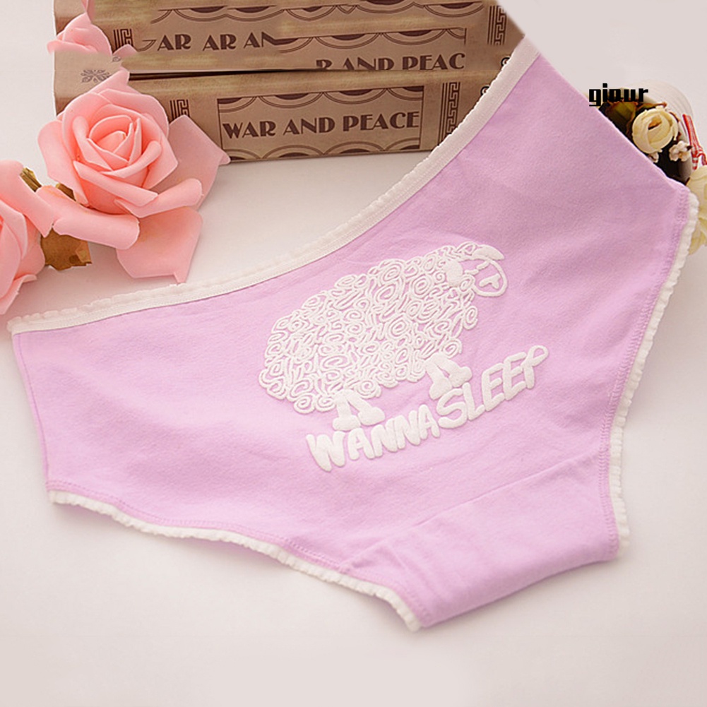 Quần lót cotton lưng thấp đính nơ đáng yêu cho nữ