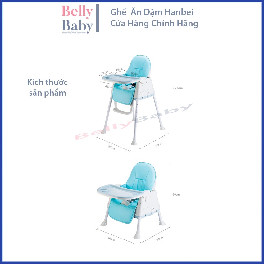 Ghế Ăn Dặm HanBei Điều Chỉnh Độ Cao 3 Mức Dành Cho Bé Từ 6 Tháng - BellyBaby