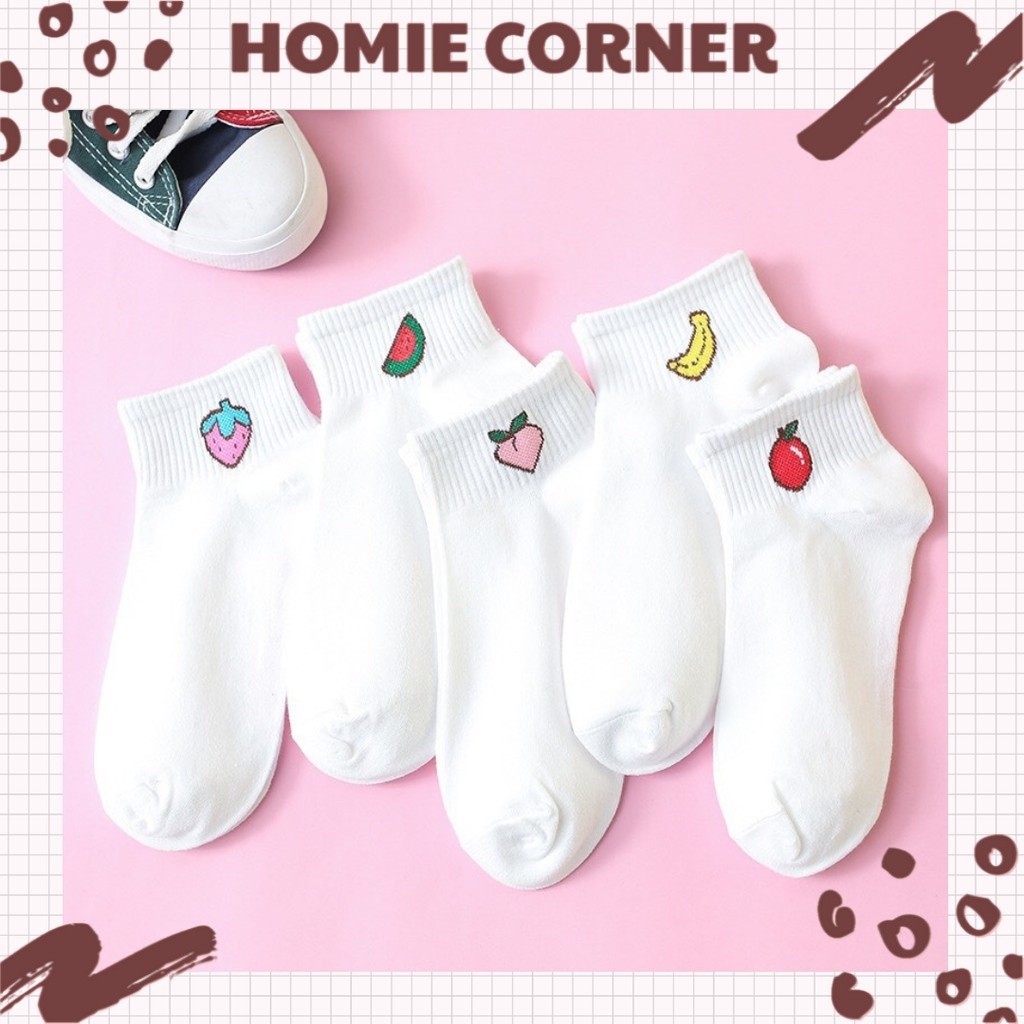 Tất nữ trắng Hàn Quốc hình hoa quả dễ thương HC14