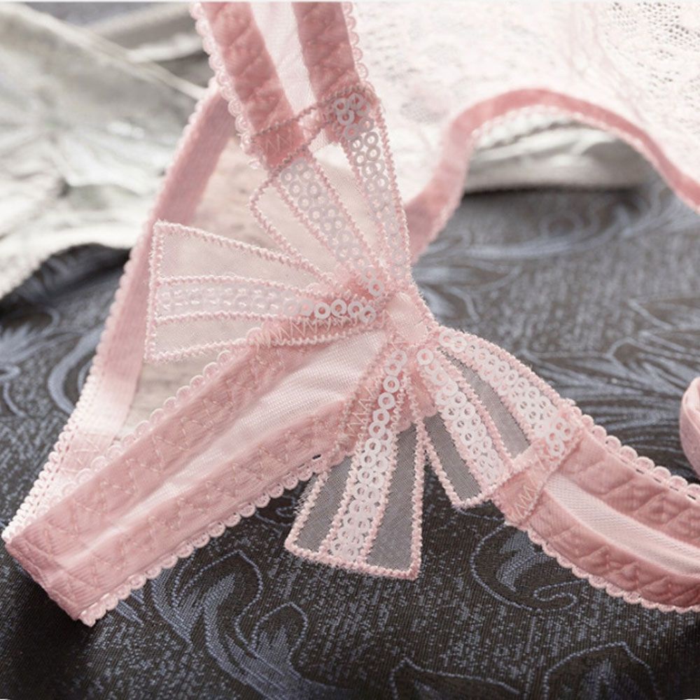 Quần lót ren mỏng mềm lưng thấp màu trơn đính nơ phong cách Hàn Quốc ngọt ngào cho nữ