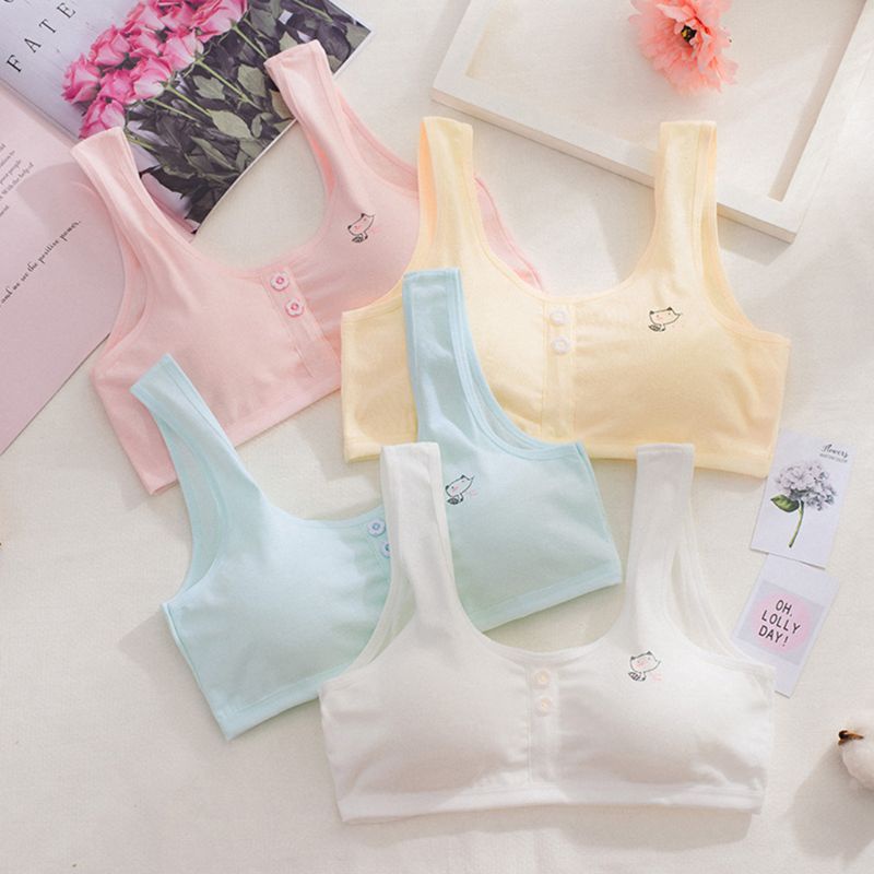 Wi Pubgerty Áo Ngực Dây Bản Rộng Màu Kẹo Có Đệm Tháo Rời Được Không Dây Họa Tiết Hoạt Hình Động Vật Dành