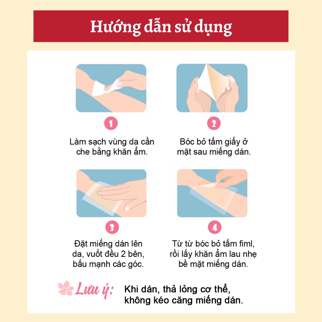 Miếng dán che sẹo lâu năm Japan siêu mỏng, chống nước, nhiều màu
