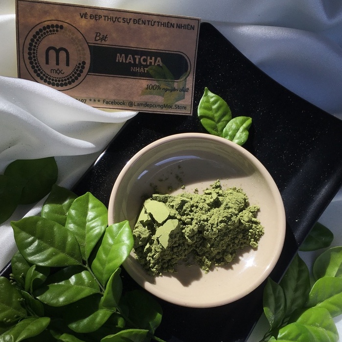 Bột matcha trà xanh nguyên chất MỘC - đắp mặt nạ ngăn ngừa mụn, mờ thâm, trẻ hóa da túi 30g, chai 100/200ml