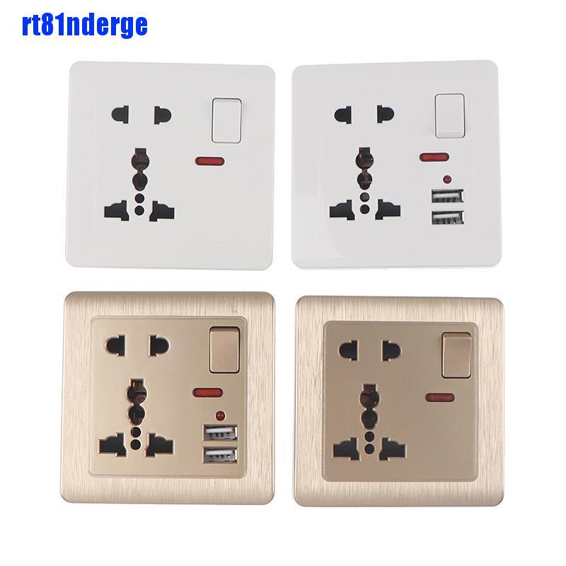 Ổ Cắm Điện Gắn Tường Có Công Tắc Đèn LED 5 Lỗ Cắm USB