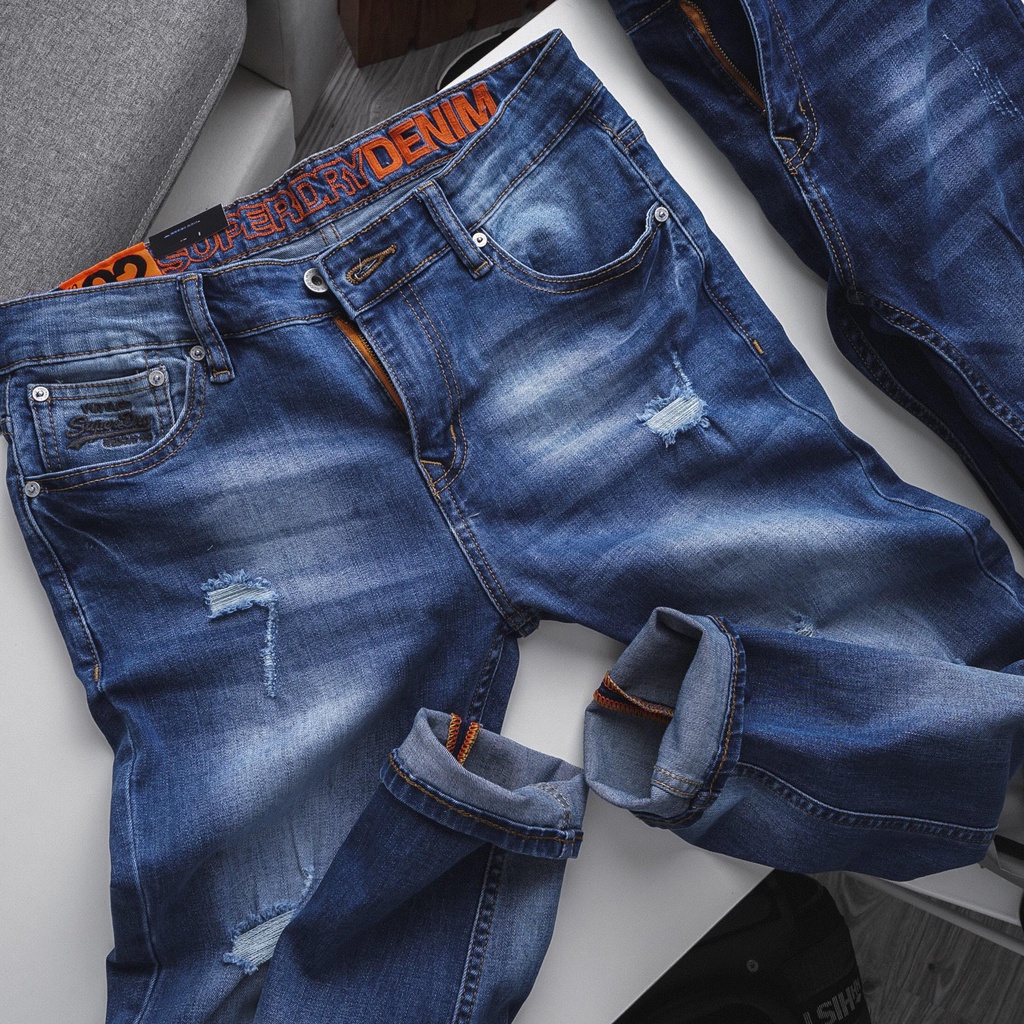 Quần jean nam VNXK Super Dry, form skinny, vải cao cấp không phai, quần dáng côn co giãn nhẹ Q120802 | BigBuy360 - bigbuy360.vn
