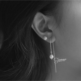 Bông tai bạc 925 Thread Pearl - Shimmer Silver