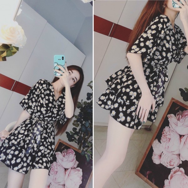 xả kho hình thật jum tầng hoa cúc cổ đắp chéo trẻ trung, xinh xắn, bao đẹp, hit hot mã TF211115