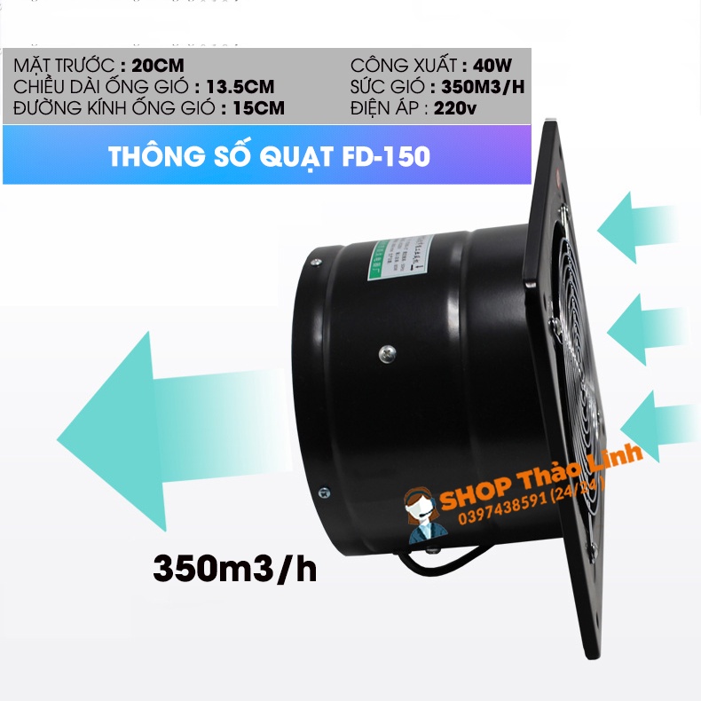 Quạt Hút Gió FD-150 Hút Mùi Nhà Bếp , Thông Gió Nhà Tắm , Nhà Vệ Sinh  ( 40W ) - Bảo Hành Đổi Mới