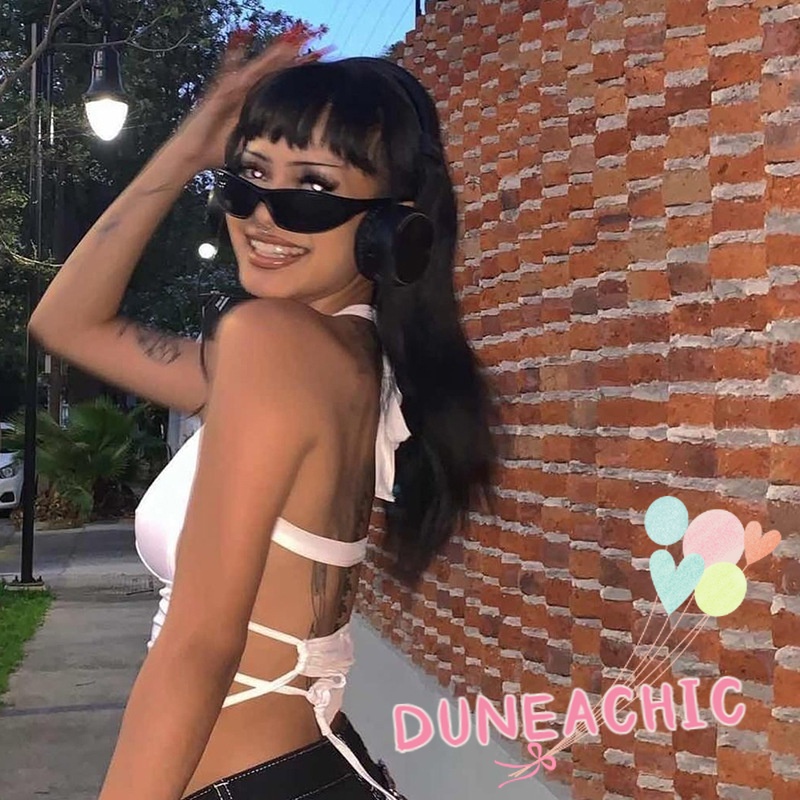 DUNEA Áo Tank Top Hở Lưng Cột Dây Gợi Cảm Phong Cách Đường Phố Cho Nữ