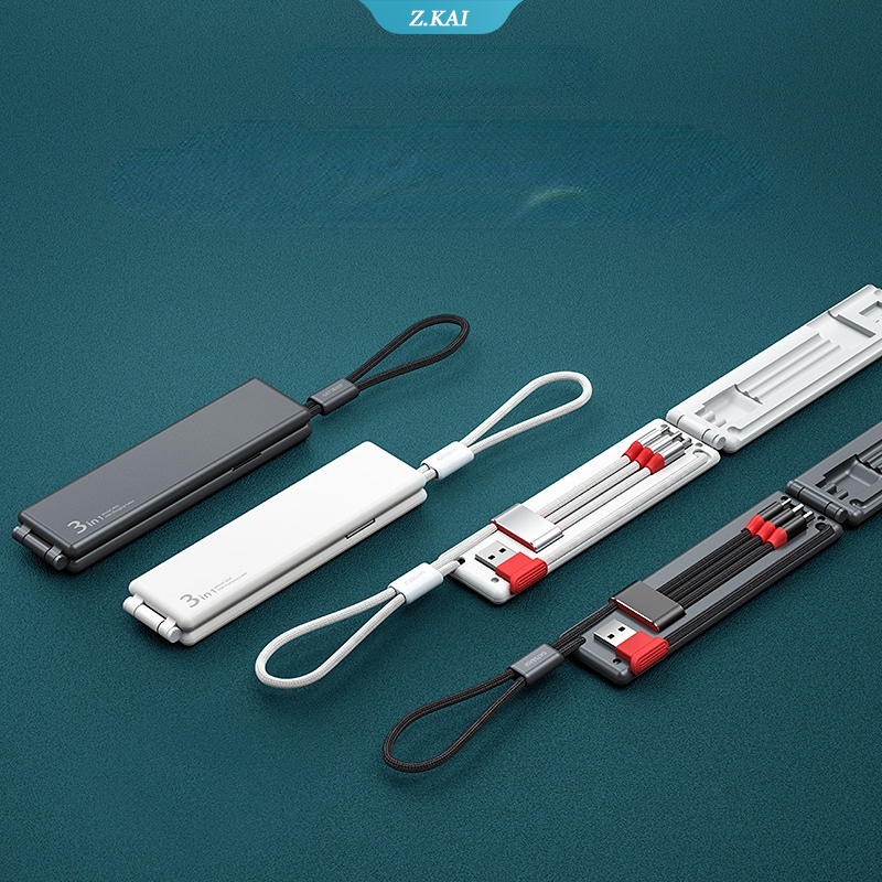Dây Cáp Sạc Nhanh USB Loại C 3 Trong 1 Có Thể Thu Gọn Cho iPhone 13 12 Pro Max Xiaomi