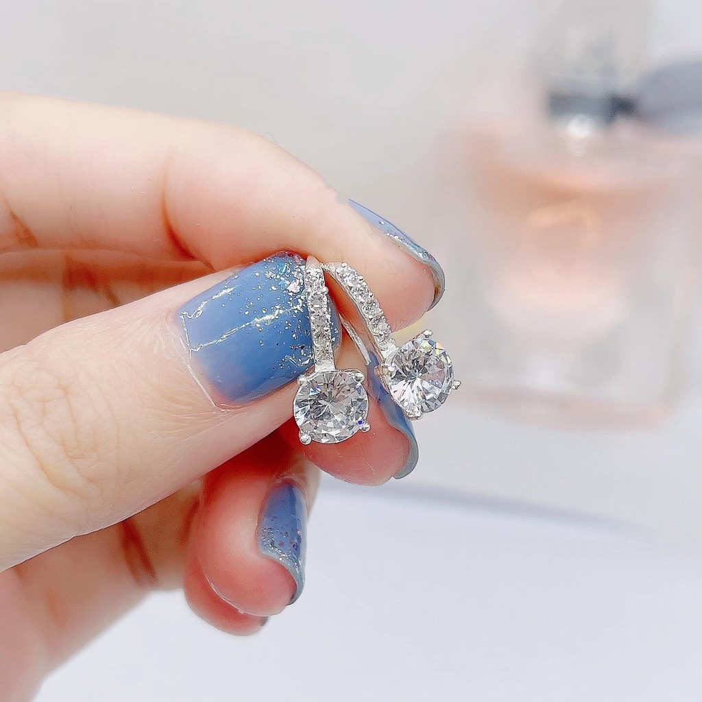 BÔNG TAI MÓC CÂU ĐÁ TRÒN BẠC TA