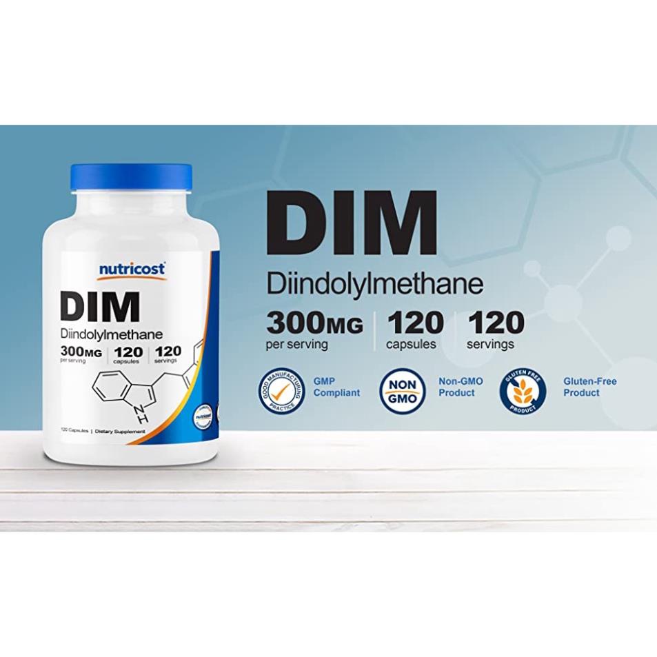 Nutricost DIM 300mg Viên Uống Cân Bằng Hóc Môn Testosterone Và Estrogen Cho Nam Và Nữ (120 Viên)