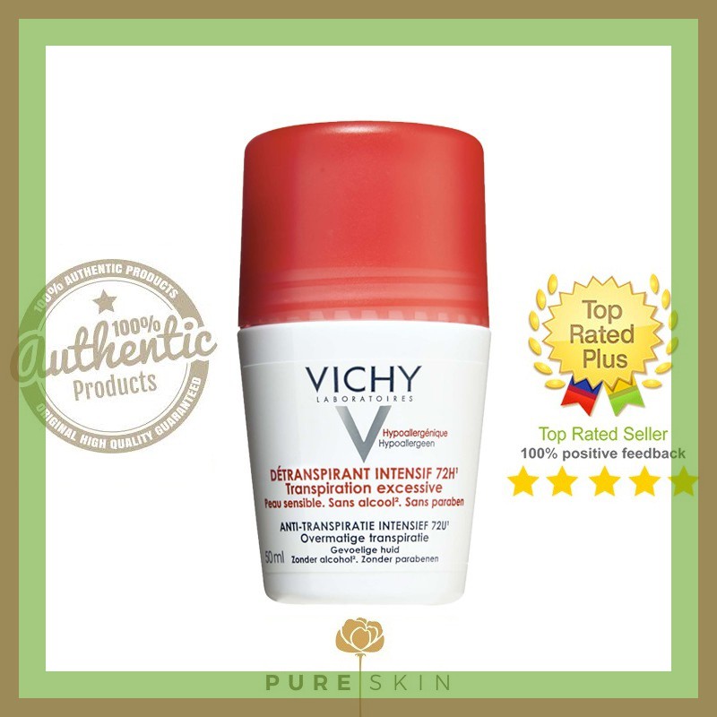 Lăn Khử Mùi Vichy 72H Destranspirant Intensif (Nắp Đỏ) - pureskin