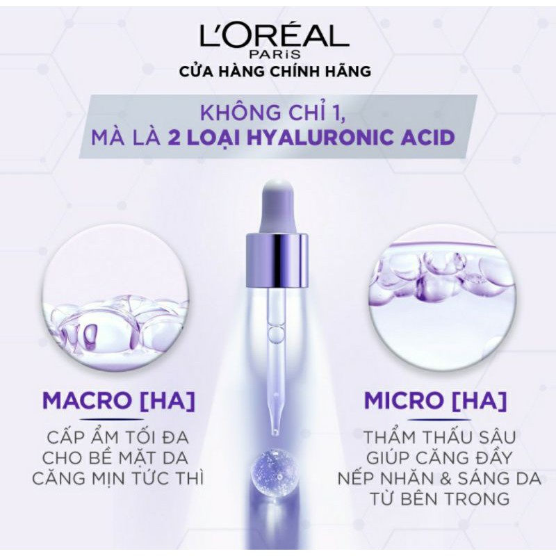 Serum siêu cấp ẩm sáng da L'Oreal Paris pure Hyaluronic Acid 1.5% 7.5ml