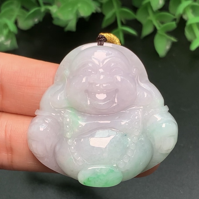 Mặt dây chuyền Di Lặc phong thủy ngọc cẩm thạch/Ngọc phỉ thúy tự nhiên