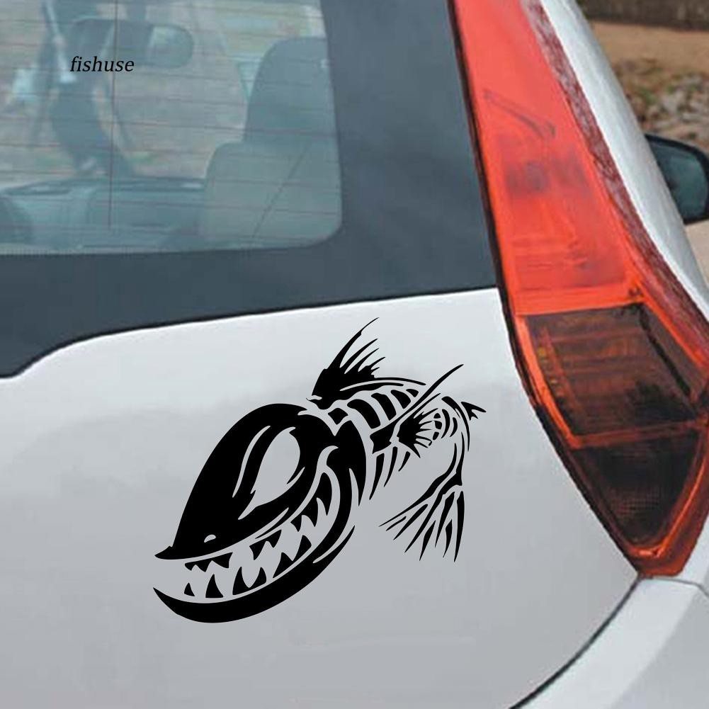 Sticker phản quang dán xe in hình quái vật xương cá độc đáo