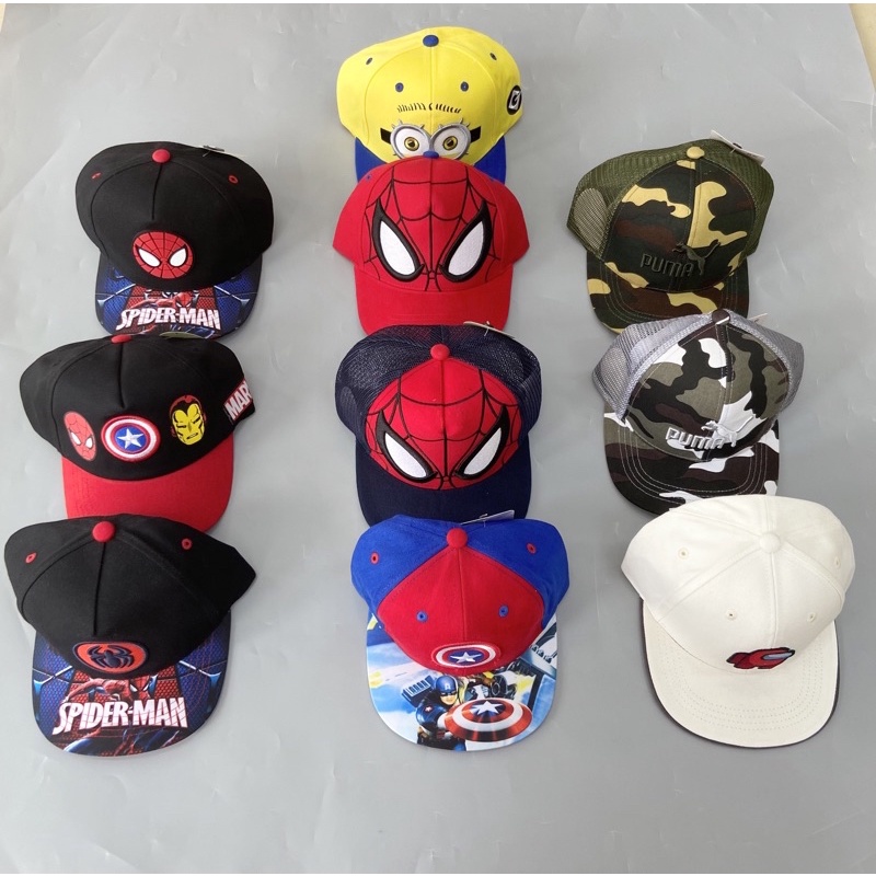 Nón Mũ lưỡi trai cho bé trai 3 4 5 6 7 8 9 10 tuổi hình người nhện, rằn ri, minion, marvel - NTP