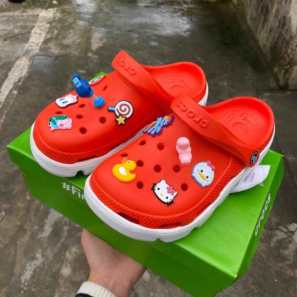 combo Dép sục cá sấu đầu tặng 10 hình dán và 1 thú nhún kèm hộp ( full box) | BigBuy360 - bigbuy360.vn
