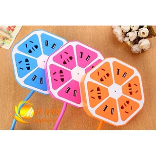 Ổ điện cam dây dài 1 .5 m 2 cổng usb và 4 cổng cắm