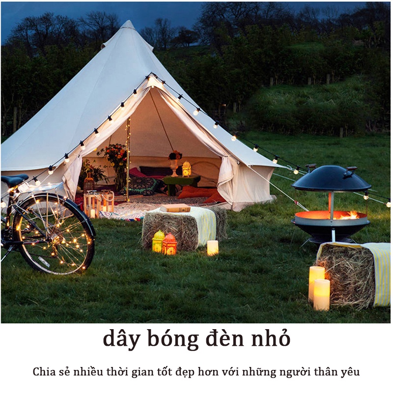 Dây đèn trang trí ngoài trời dùng cho quán cà phê, trà chanh, trà sữa... 10m 20 bóng, 5m 10 bóng loại