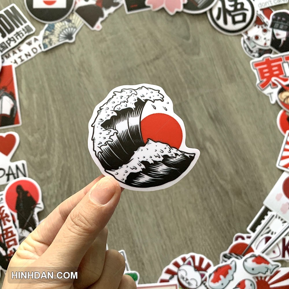 Sticker phong cách Nhật Bản - Japan  chống nước trang trí xe, laptop, nón bảo hiểm, tem dán đàn guitar, xe cub