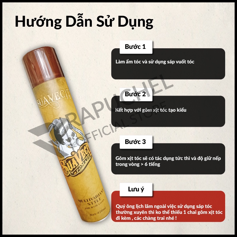 Gôm xịt tóc suavecito tạo nếp cao cấp Rapuchel.store GOM