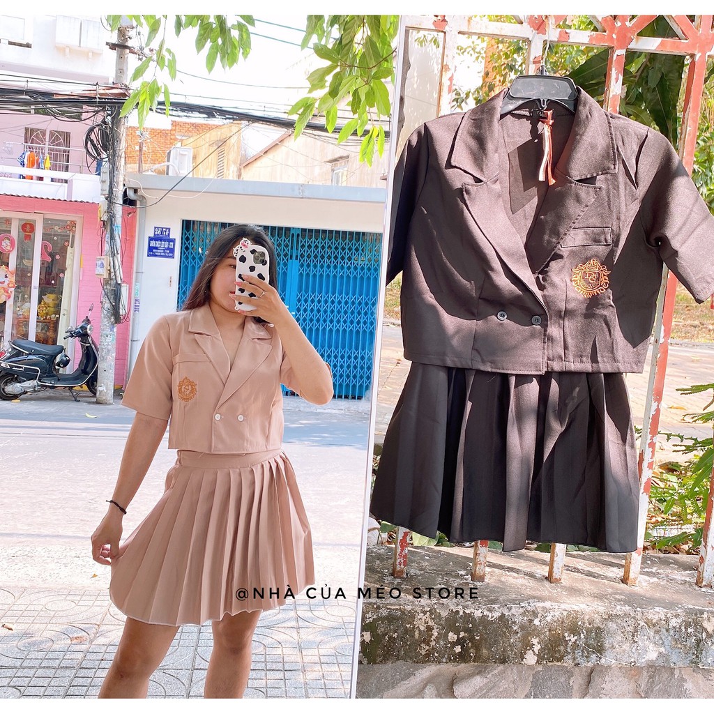 Áo vest croptop kèm chân váy - giá rẻ [NHÀ CỦA MÉO STORE]