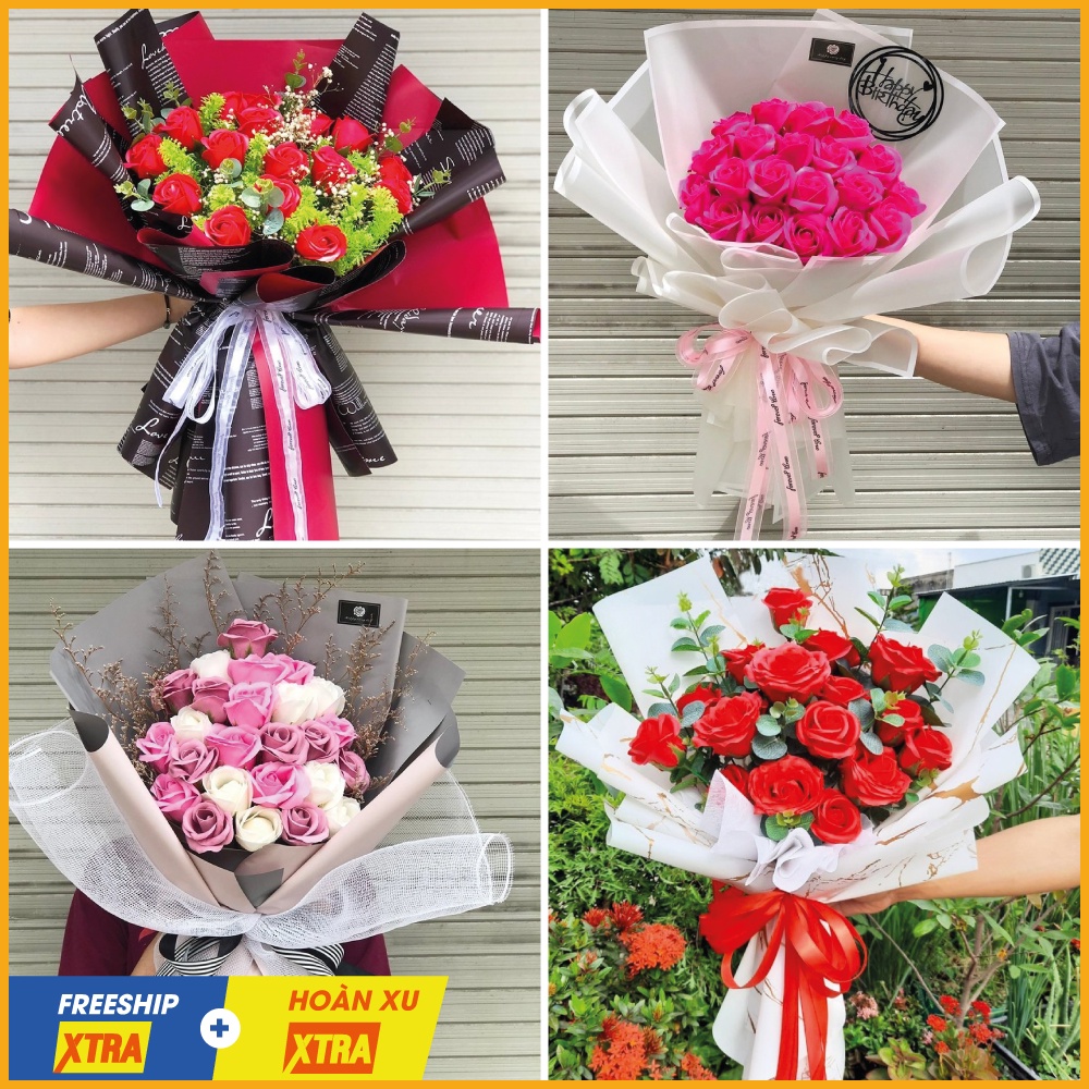 Hoa sáp sỉ cao cấp bó lớn giá siêu rẻ nhiều mẫu - Bó hoa hồng sáp thơm quà tặng 8/3, 20/10, valentine hàng loại 1
