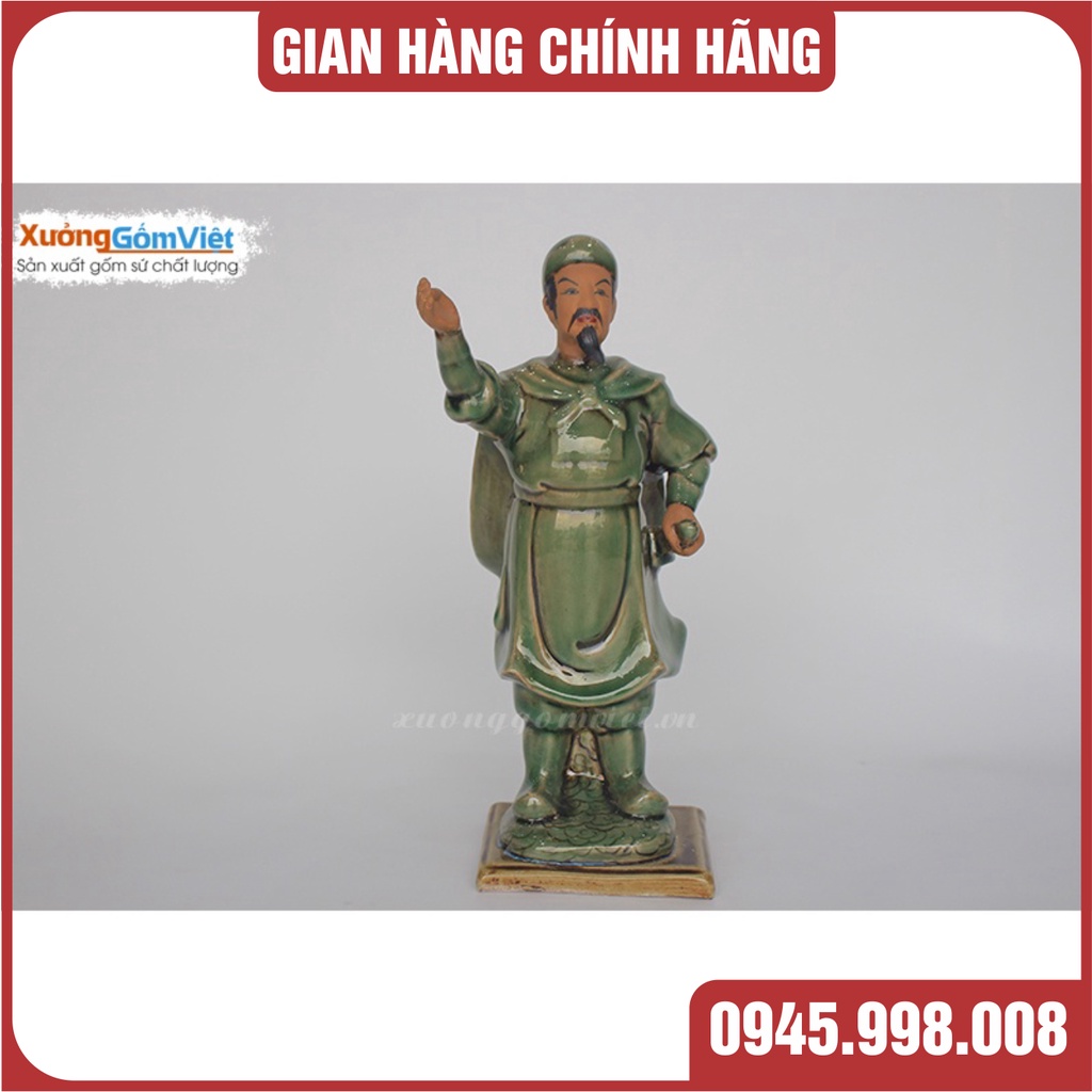 Mẫu tượng gốm sứ Trần Hưng Đạo - UNG DUNG HIẾN NGANG  kích thước cao 27cm - hàng gốm sứ cao cấp Bát Tràng