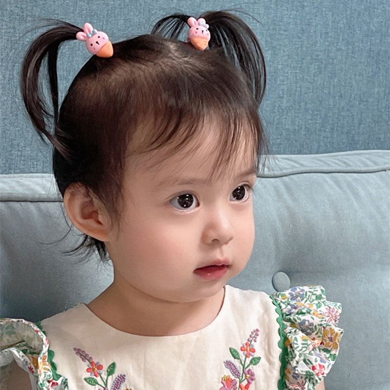 Set 10 Dây Cột Tóc Co Giãn Họa Tiết Trái Cây Cầu Vồng Phong Cách Hàn Quốc Cho Bé Gái