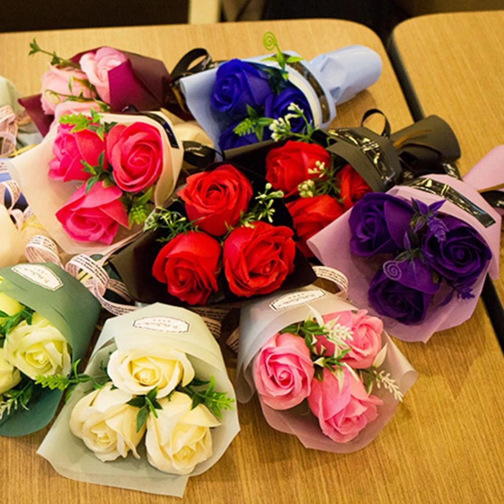 Bó Hoa Hồng Sáp 3 Đầu Nhân Tạo Làm Quà Tặng Cho Ngày Lễ Tình Nhân/Khách Sạn/Tiệc Cưới/Lễ Hội