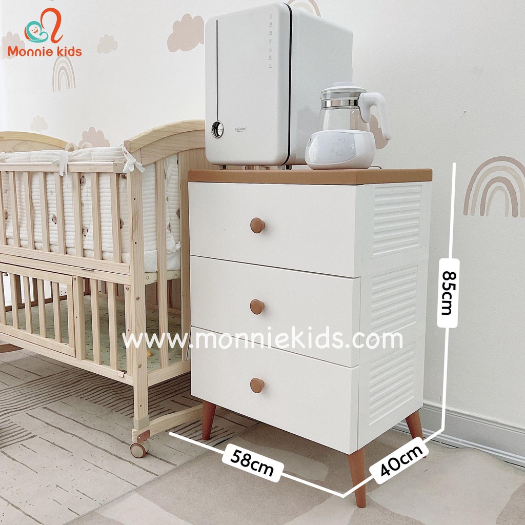 TỦ KỆ NGĂN KÉO NHỰA 3 TẦNG MONMON