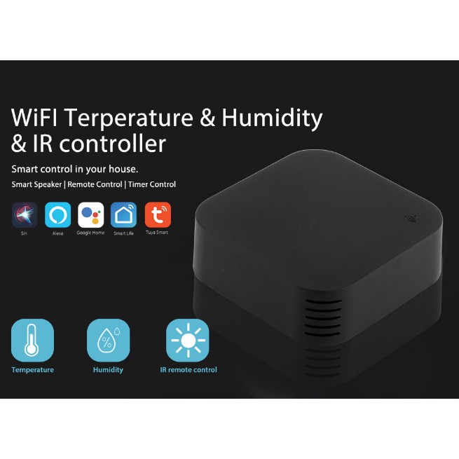 Bộ điểu khiển hông ngoại S06 Pro- cảm biến nhiệt độ, độ ẩm- Điều khiển hồng ngoại tuya wifi vuông