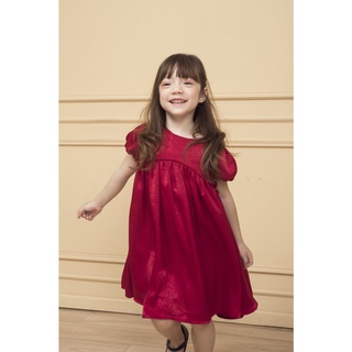 Váy thiết kế bé gái LEAH babydoll tay bồng lụa dự tiệc xinh xắn - Silky Dress