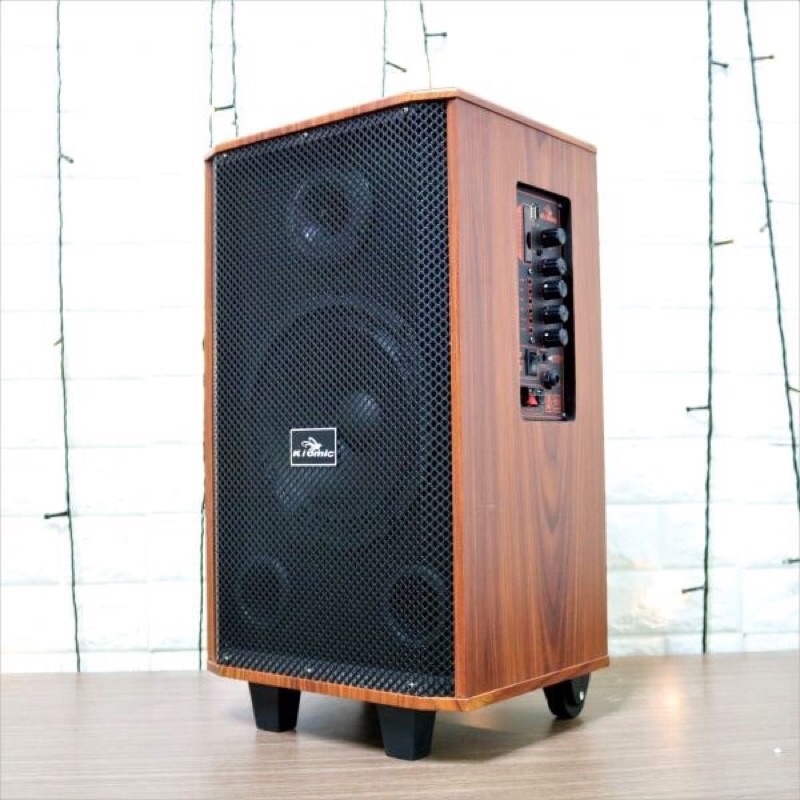 Loa Kéo Karaoke Di Động,Bass 20,Vỏ Gỗ.Tặng 2 Mic Không Dây