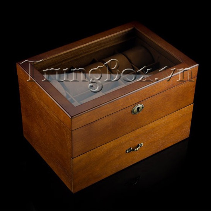 Hộp Đựng Đồng Hồ 20 Ngăn Vỏ Gỗ Veneer Cao Cấp - Mã 545