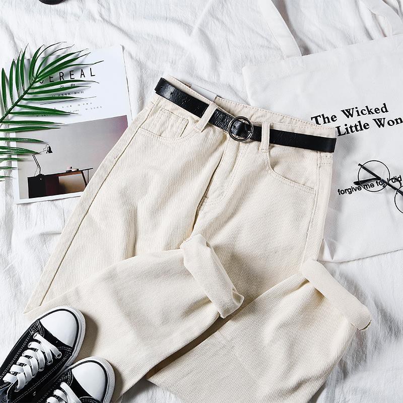 OFF-WHITE Quần Jeans Nữ Lưng Cao Ống Rộng Thời Trang Xuân Thu 2019 | BigBuy360 - bigbuy360.vn