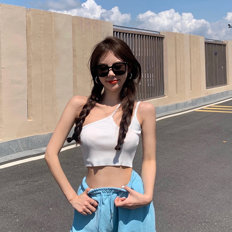 QKOOLE  Áo croptop không tay kiểu dáng thời trang mùa hè cho nữ