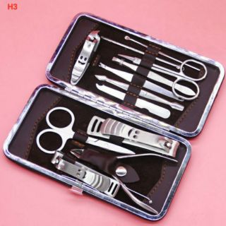 Bộ cắt móng tay 12 món, hộp đựng dụng cụ làm móng, bộ dụng cụ làm nail tại nhà