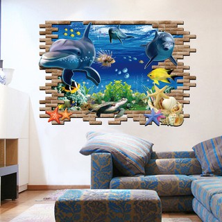 decal dán tường 3D cá heo - DC167