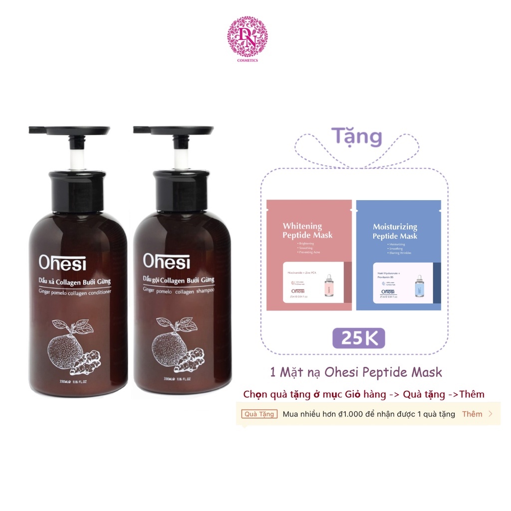 Dầu gội và xả Collagen Bưởi Gừng Ohesi giảm rụng tóc 330ml/chai