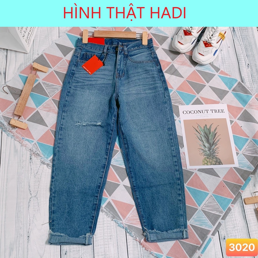 QUẦN BAGGY JEAN NỮ LƯNG CAO MÀU XANH VẰNG RÂU MÈO CAO CẤP HADI RÁCH ĐÙI TRÁI CỰC PHONG CÁCH VẢI SIÊU DÀY KÈM HÌNH THẬT