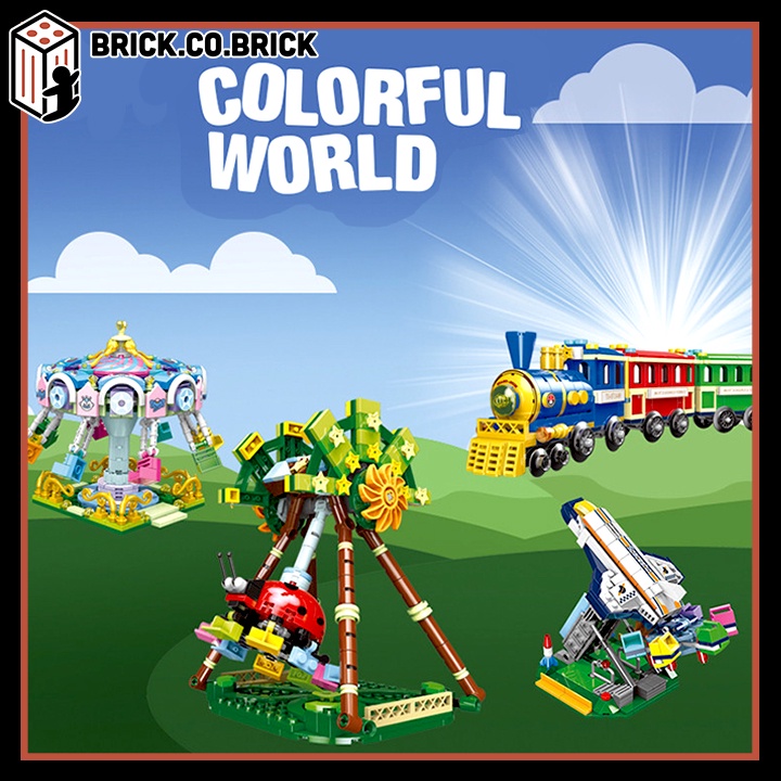 Colorful World Mô Hình Công Viên Giải Trí Cối Xay Gió và Bệ Phóng Tn Lửa XB01111 XB01114