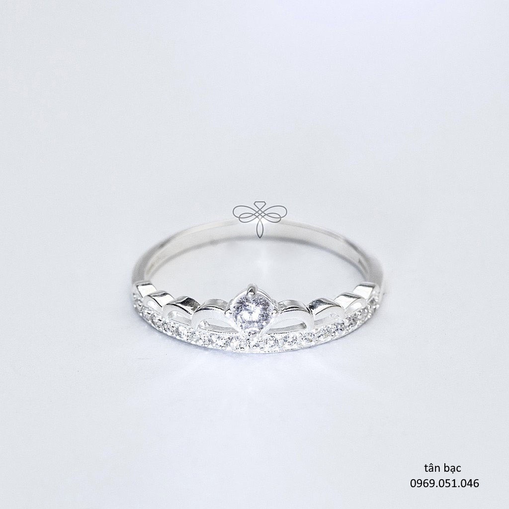 nhẫn vương miện , bạc 925 sáng đẹp , đính đá, from chuẩn - trang sức tân bạc