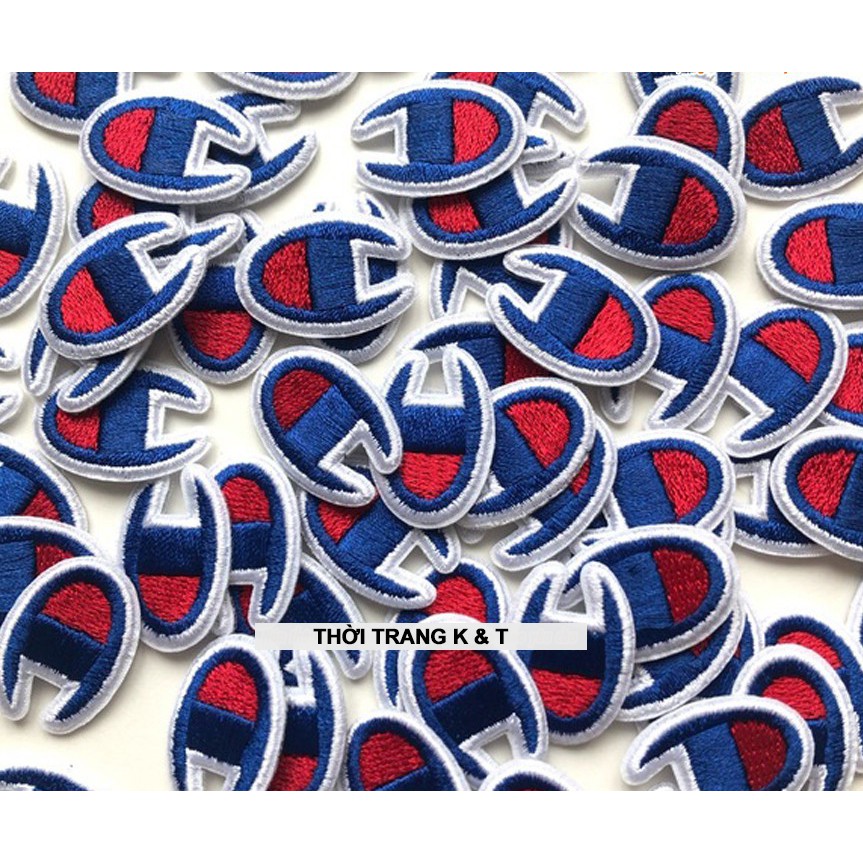Sticker thêu logo Champion - Patch thêu vá quần áo thun sơ mi balo S49