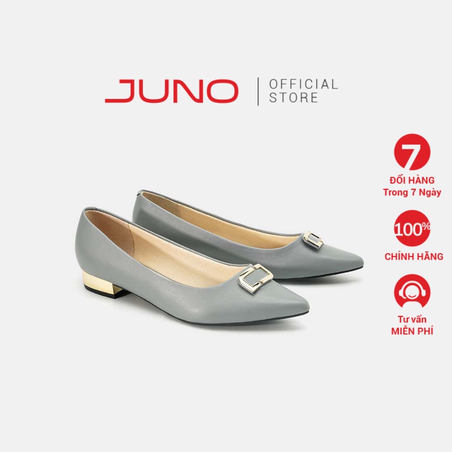 Giày Búp Bê Nữ 3cm Thời Trang JUNO Giày Búp Bê Mũi Nhọn Khóa Trang Trí BB03062