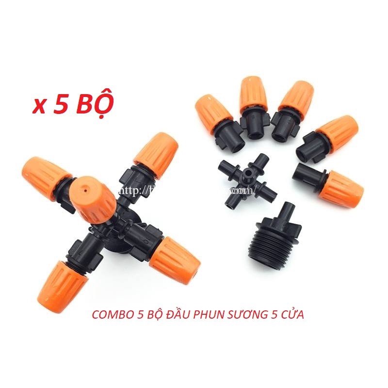 5 bộ béc tưới phun sương 5 đầu bec phun tưới lan cây cảnh rau tưới ban công