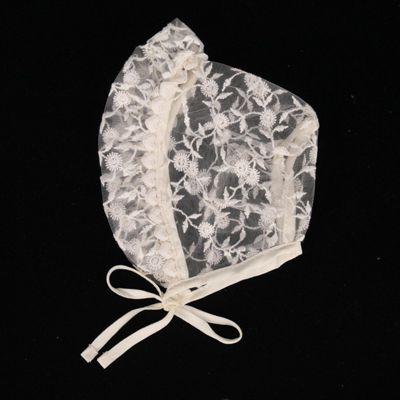 Nón trùm đầu ren hoa xinh xắn cho bé